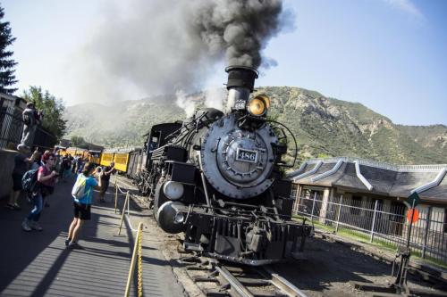 Ferrovia storica Black Hills Central railroad, Black Hills, South Dakota.